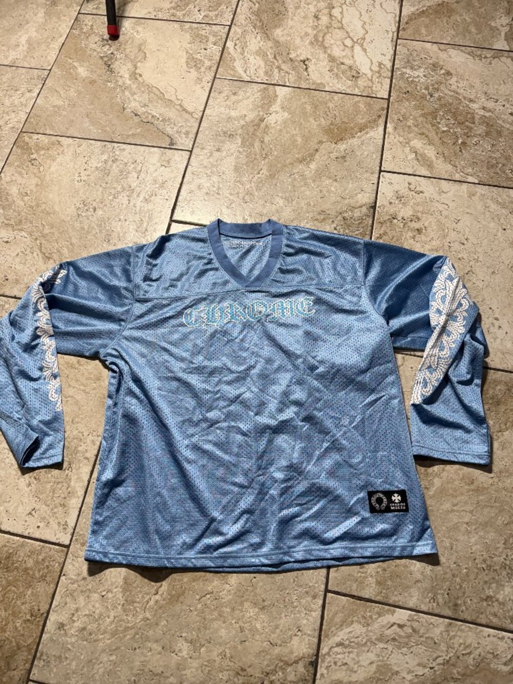 Chrome Hearts Stadium Mesh Long Sleeve Jersey Blue Size 2